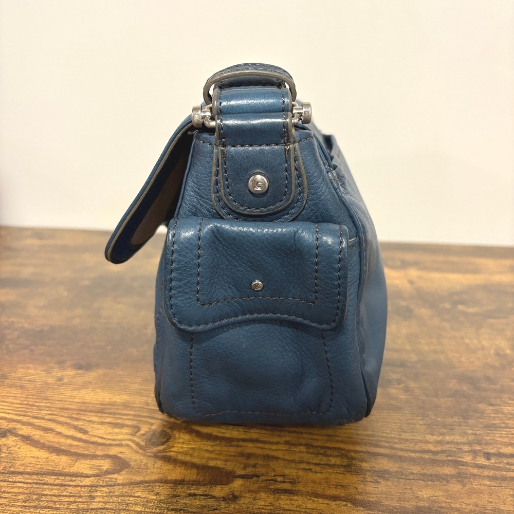 Liz Claiborne Slouchy Shoulder Bag Blue Soft Pebbled Leather Vintage Y2K - Picture 3 of 16